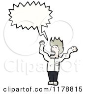 Cartoon Of A Man With A Conversation Bubble Royalty Free Vector Illustration