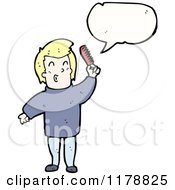 Cartoon Of A Man With A Comb And A Conversation Bubble Royalty Free Vector Illustration