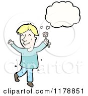 Cartoon Of A Man With A Flower And A Conversation Bubble Royalty Free Vector Illustration