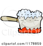 Cartoon Of A Pan Cooking On The Stove Royalty Free Vector Illustration by lineartestpilot