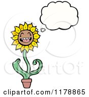 Cartoon Of A Sunflower With A Conversation Bubble Royalty Free Vector Illustration
