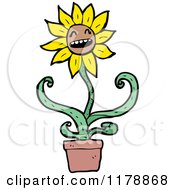 Cartoon Of A Sunflower With A Conversation Bubble Royalty Free Vector Illustration by lineartestpilot