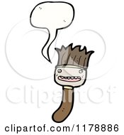 Cartoon Of A Paintbrush With A Conversation Bubble Royalty Free Vector Illustration