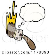 Cartoon Of A Paintbrush With A Conversation Bubble Royalty Free Vector Illustration by lineartestpilot