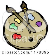 Cartoon Of An Artist Palette With Paintbrushes Royalty Free Vector Illustration by lineartestpilot