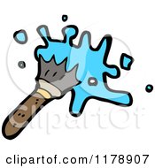 Cartoon Of A Paint Brush With Blue Paint Royalty Free Vector Illustration