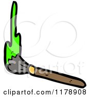 Cartoon Of A Paint Brush With Green Paint Royalty Free Vector Illustration