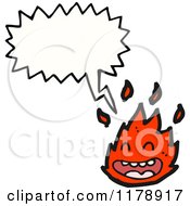 Cartoon Of Flames With A Conversation Bubble Royalty Free Vector Illustration