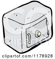 Cartoon Of A Gray Metal Safe Royalty Free Vector Illustration