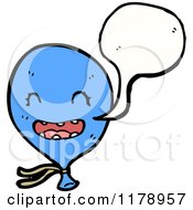 Cartoon Of A Blue Balloon With A Conversation Bubble Royalty Free Vector Illustration by lineartestpilot