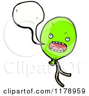 Cartoon Of A Green Balloon With A Conversation Bubble Royalty Free Vector Illustration