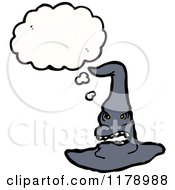 Cartoon Of A Witches Hat With A Conversation Bubble Royalty Free Vector Illustration