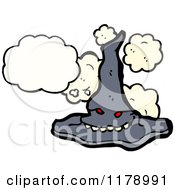 Cartoon Of A Witchs Hat With A Conversation Bubble Royalty Free Vector Illustration