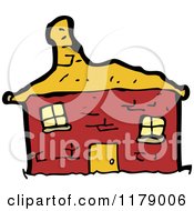 Cartoon Of An Old Red Stone Cottage Royalty Free Vector Illustration by lineartestpilot
