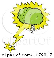 Cartoon Of A Green Brain In A Conversation Bubble Royalty Free Vector Illustration