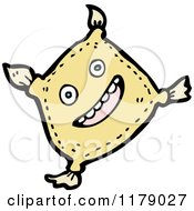 Cartoon Of A Smiling Pillow With Tassels Royalty Free Vector Illustration