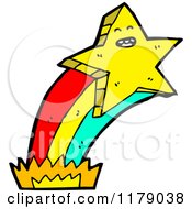 Cartoon Of A Gold Star With A Rainbow Royalty Free Vector Illustration