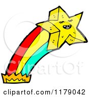 Cartoon Of A Gold Star With A Rainbow Royalty Free Vector Illustration