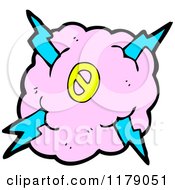 Cartoon Of A Cloud With A Lightning Bolt And The Number 0 Royalty Free Vector Illustration