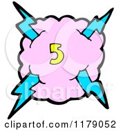 Cartoon Of A Cloud With A Lightning Bolt And The Number 5 Royalty Free Vector Illustration