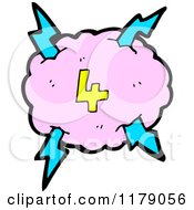 Cartoon Of A Cloud With A Lightning Bolt And The Number 4 Royalty Free Vector Illustration