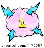 Poster, Art Print Of Cloud With A Lightning Bolt And The Number 1