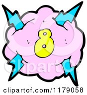 Cartoon Of A Cloud With A Lightning Bolt And The Number 8 Royalty Free Vector Illustration