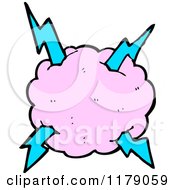 Cartoon Of A Cloud With A Lightning Bolt Royalty Free Vector Illustration