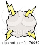 Cartoon Of A Cloud With A Lightning Bolt Royalty Free Vector Illustration