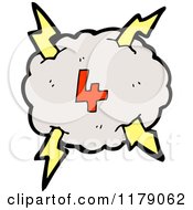 Poster, Art Print Of Cloud With A Lightning Bolt And The Number 4