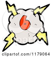 Cartoon Of A Cloud With A Lightning Bolt And The Number 6 Royalty Free Vector Illustration by lineartestpilot