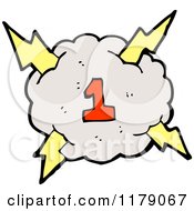 Cartoon Of A Cloud With A Lightning Bolt And The Number 1 Royalty Free Vector Illustration