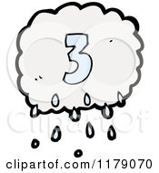 Cartoon Of A Raincloud With The Number 3 Royalty Free Vector Illustration by lineartestpilot