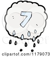 Cartoon Of A Raincloud With The Number 7 Royalty Free Vector Illustration by lineartestpilot