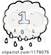 Cartoon Of A Raincloud With The Number 1 Royalty Free Vector Illustration by lineartestpilot