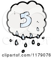 Cartoon Of A Raincloud With The Number 5 Royalty Free Vector Illustration by lineartestpilot