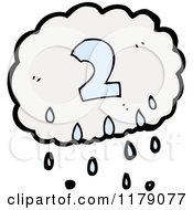 Cartoon Of A Raincloud With The Number 2 Royalty Free Vector Illustration by lineartestpilot