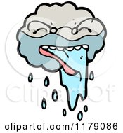 Cartoon Of A Cloud Spitting Water Royalty Free Vector Illustration