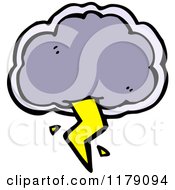 Cartoon Of A Cloud With Lightning Bolt Royalty Free Vector Illustration