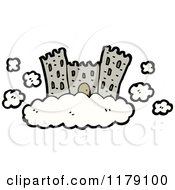 Cartoon Of A Castle In A Cloud Royalty Free Vector Illustration by lineartestpilot