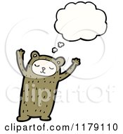 Cartoon Of A Child Dressed Up In A Bear Costume With A Conversation Bubble Royalty Free Vector Illustration