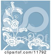 Blue And White Floral Background Clipart Illustration