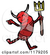 Cartoon Of A Red Devil With A Pitchfork Royalty Free Vector Illustration