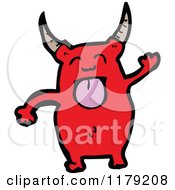 Cartoon Of A Red Horned Devil Royalty Free Vector Illustration