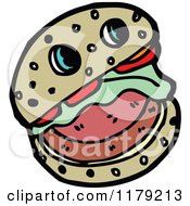 Cartoon Of A Sandwich On A Bun Royalty Free Vector Illustration by lineartestpilot