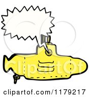 Cartoon Of A Yellow Submarine With A Conversation Bubble Royalty Free Vector Illustration