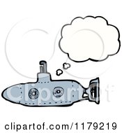 Cartoon Of A Submarine With A Conversation Bubble Royalty Free Vector Illustration