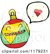Cartoon Of A Christmas Ornament With A Conversation Bubble Royalty Free Vector Illustration