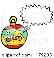 Cartoon Of A Christmas Ornament With A Conversation Bubble Royalty Free Vector Illustration