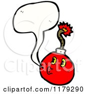 Cartoon Of A Red Bomb With A Conversation Bubble Royalty Free Vector Illustration by lineartestpilot